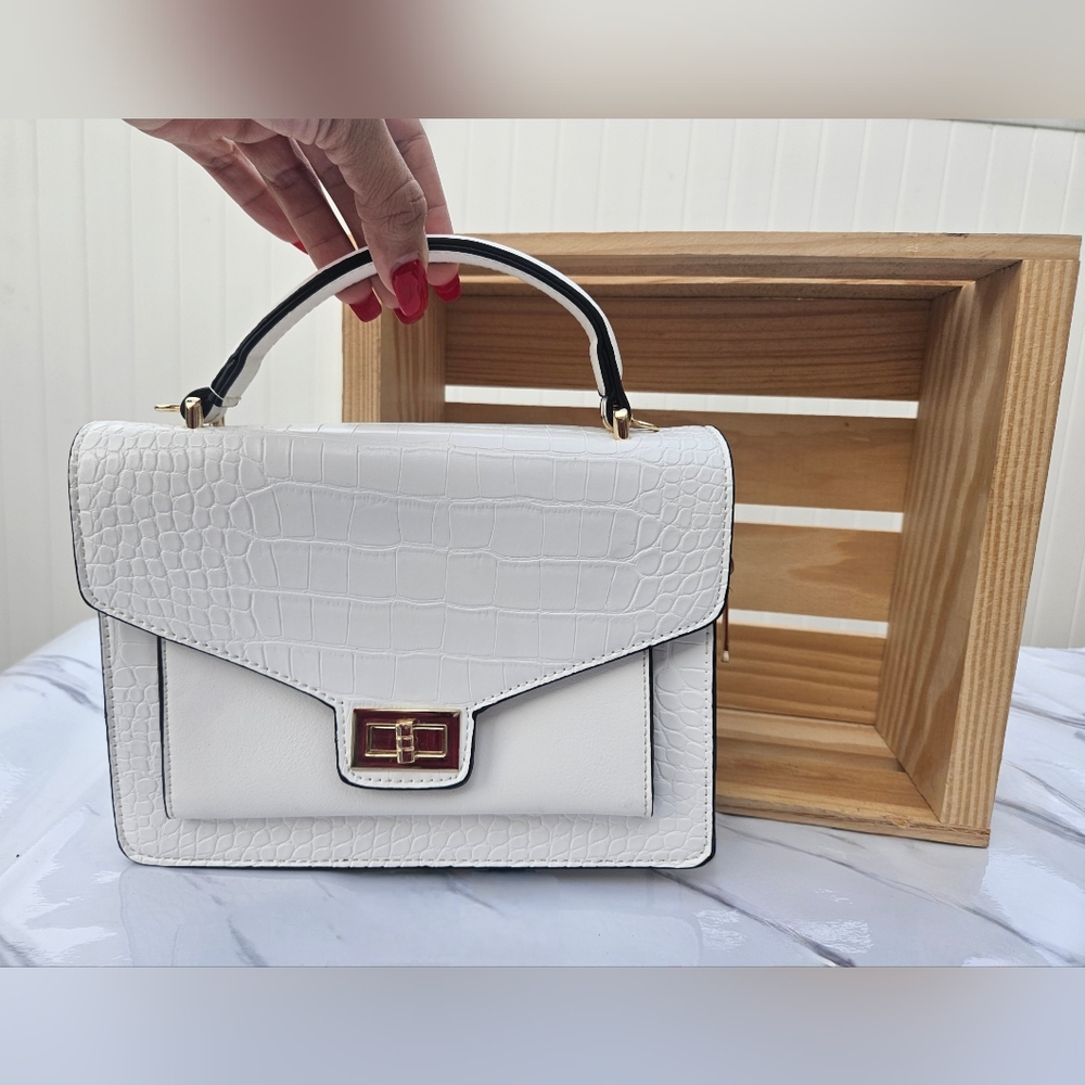 Croc Embossed Top Handle Bag